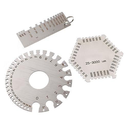 OUNONA Stainless Steel 3-in-1 Wet Film Comb Thickness Gauge Round Cable Sheet Gage Set Heat-Treated for Durability Dual-Sided for Multiple Applications