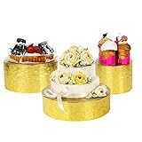 J JACKCUBE Design Set of 3 Gold Round Cake Stand, Cupcake Display Supplies Tray Plate Holder for Decorative Party, Weddings, Birthdays, Tea Parties, Celebrations (8/10/12inches / Gold) - :MK197ABCG
