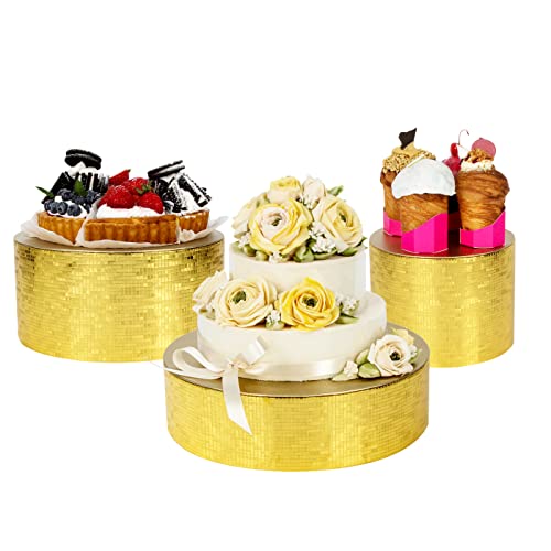 J Jackcube Design Set Of 3 Gold Round Cake Stand, Cupcake Display Supplies Tray Plate Holder For Decorative Party, Weddings, Birthdays, Tea Parties, Celebrations (8/10/12Inches / Gold) - :Mk197Abcg #TOP17