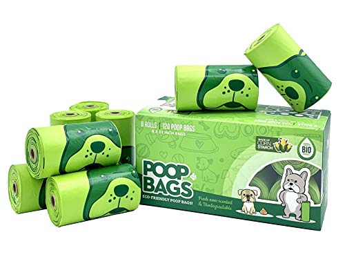 Poop Bags Earth Happy, Strong, Soft and Thick for Dogs, Pets and Babies, Biodegradable and Compostable, Safely Made for You, Your Pets and The Earth. Each Bag 9 x 12 Inches. 120 Bags.