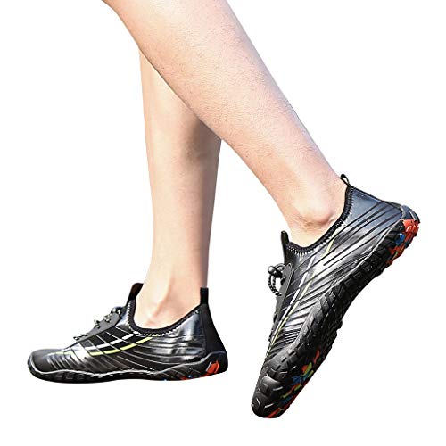 Fainosmny Sandals Shoes for Men\'s Wading Diving Beach Swimming Shoes Non-Slip Climbing Shoes Black - Thumbnail 4