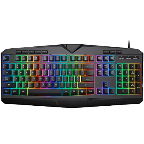 Amazon | ゲーミングキーボード 有線 7色 LED レインボーバックライト