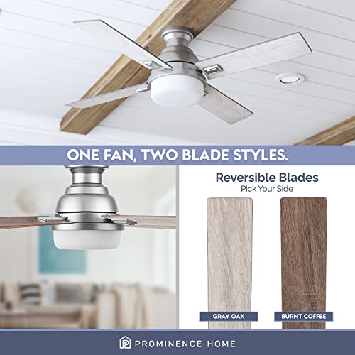 Prominence Home Kyrra, 52 Inch Contemporary Indoor Semi Flush Mount Led Ceiling Fan With Light, Remote Control, Dual Finish Blades, Reversible Motor - 51681-01 (Pewter) #TOP2