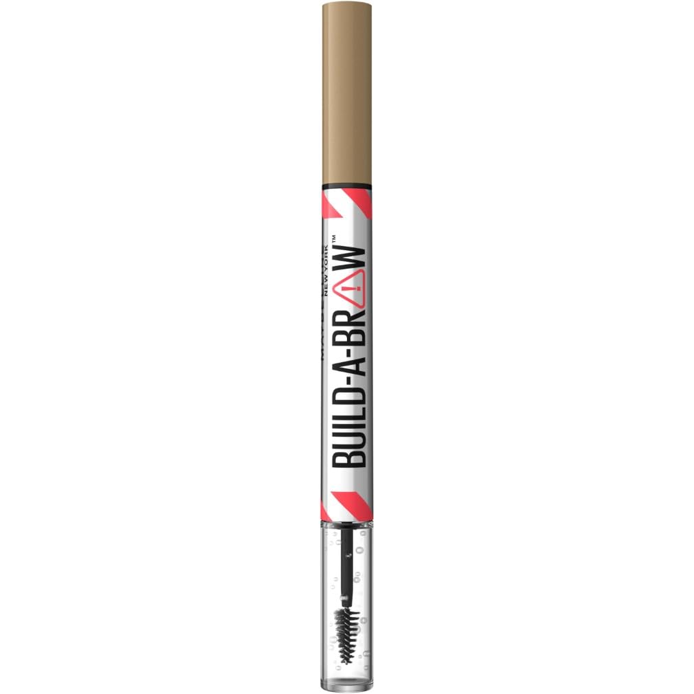 Maybelline New York, Build A Brow: 2 in 1 Brow Pen + Sealing Gel, Real-looking, Fuller Brows, Waterproof, Sweat- & Smudge-resistant, 24H Wear, Vegan Formula, Shade 250: Blonde