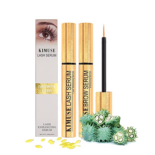 KIMUSE Lash Enhancing Serum, Castor Oil, Eyelash Growth Serum and Eyebrow Enhancer, Promotes Appearance of Longer, Thick