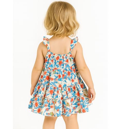 Image of TotzTouch Baby Girls Gathered Floral Printed Dress