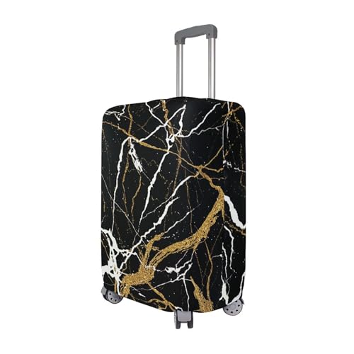 Joisal Luggage Protector Suitcase Cover Cute Baggage Floral Travel Essentials for Women Black Marble Gold, S, Fits 18-20 Inch Case3
