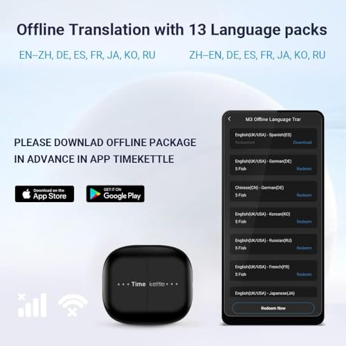 Image of Timekettle M3 3-in-1 Language Translator Earbuds, Real-Time Translation in 43 Languages and 96 Accents, Offline Translator, No Subscription, Two-Way Voice Translator for Travel and Business