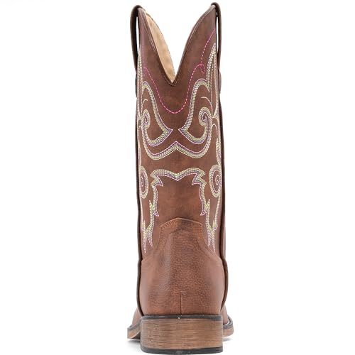 Image of IUV Cowboy Boots For Women Square Toe Cowgirl Wide Mid Calf Western Boots