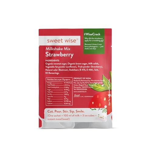 Image of Sweet wise Strawberry Milk shake -125gm| Natural Powder| No refined sugar| No Artificial Preservatives