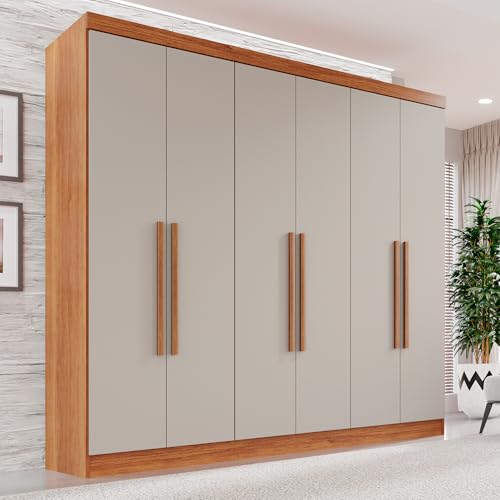 Guarda-roupa Casal 6 Portas 2 Gavetas França Cinamomo/Off-White