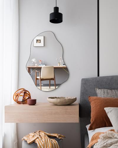 Rahmenloses Badezimmerspiegel, 70x50 cm Unregelmäßiger Wandspiegel für Wohnzimmer Schlafzimmer Eingangsbereich Dekoration – Bild 5