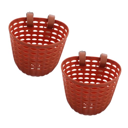 Outanaya 2pcs Front Bike Carrying Basket for Kids: Plastic Handlebar Baskets for Children Bicycle Scooter Tricycle Installation for Riding