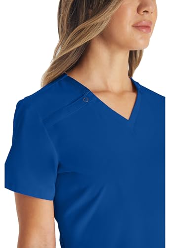 Dickies EDS Essentials Scrubs, V-Neck Womens Tops with Four-Way Stretch and Moisture Wicking DK615, XL, Galaxy Blue - image 3