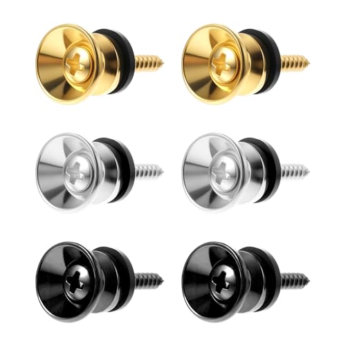 Bewudy Guitar Strap Lock Pins with Screws (6 Pcs)