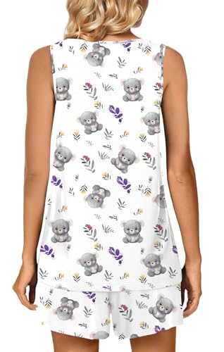 Image of POPYOUNG Pajama Set for Women Summer 2 Piece Lounge Shorts Sets Sleepwear