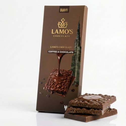 LAMO'S – Chocolate Dubái Café & Leche 80 g | Chocolate con Leche con Relleno de Café 34% | Gourmet Handmade | Especialidad de Dubái | Regalo Premium