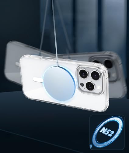 Capa para iPhone 16 Pro: Capa magnética forte antiamarelamento fina transparente | Proteção de nível militar e à prova de choque capa fina transparente (cristal transparente)