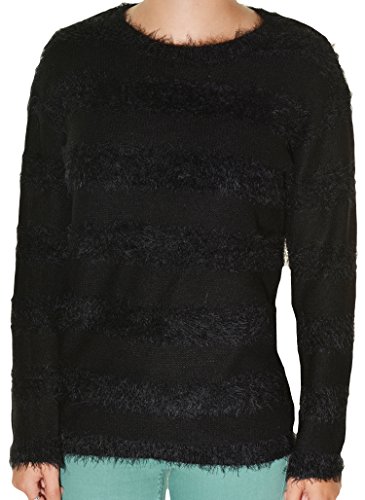 Women's Eyelash Sweater, Cream Stripe2