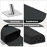 ZAXOP Hair Straightener Holder,Heat Resistant Silicone Holder for Flat Iron,Curling Iron,Hot Hair Tools,Vanity Accessories Fix with Stainless Steel Hook.(Black) - Image 5