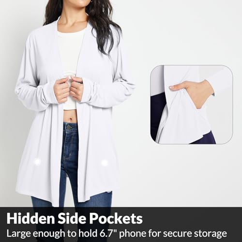 baleaf Women's Lightweight Cardigan with Pockets Long Sleeve Shirts Open Front Casual Loose Jackets Soft Drape3