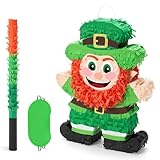 WERNNSAI St Patricks Day Piñata Game St.Patrick's Kids Piñata with Blindfold and Stick for St Patricks Party Decoration Green Shamrock Piñata Candy Holder Party Supplies Baby Shower School Activities
