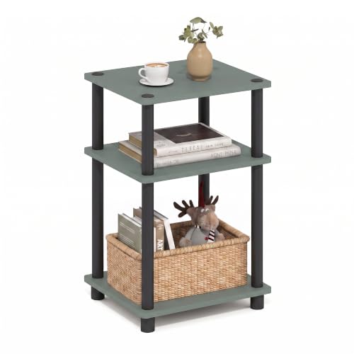 Image of Furinno JUST Toolless 3-Tier Side Table, Open Shelf End Table, Sage Green
