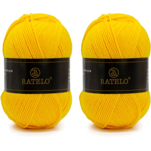 Image of Crochet Yarn Yellow Amigurumi 560 Yards, 2 Pack Acrylic 150g /5.3oz, 3 Light Worsted for Crocheting & Knitting