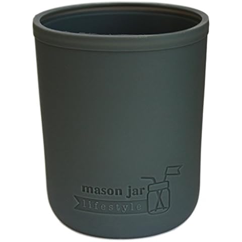Wide Mouth Pint 16oz Silicone Sleeves/Jackets for Protecting Ball, Kerr, Canning Jars by Mason Jar Lifestyle (Charcoal Gray, 2 Pack) Cover