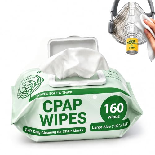 Image of Fast-Clean CPAP Mask Wipes: Clean Grease in 1 Minute - Extra-Large Moist | Save 90% of Cleaning Time - Quick-Dry No Residue -Alcohol-Free Unscented 160 PCS Wipes for Full-Face /Nasal CPAP /BIPAP Masks