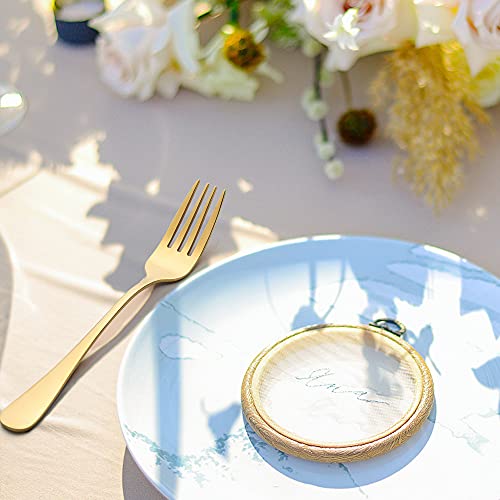 LIANYU Conjunto de 12 Garfos de Salada Dourados, Talheres de Aço Inoxidável, Garfos de Sobremesa par