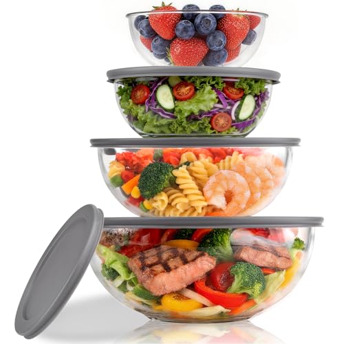Set de 4 Tazones de Vidrio para Mezclar con Tapas miniatura 1