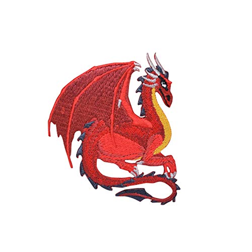 Red Dragon - Facing Right - Legendary/Mythical/Fantasy - Iron on Applique/Embroidered Patch