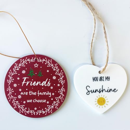 TAOMEINONG Adornos de Navidad personalizados 2023 acrílicos redondos de 3 pulgadas y adornos de Navidad blancos en forma de corazón de 2.36 pulgadas, regalo de amistad para decoración de árbol de