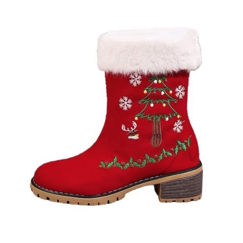 Bottes de neige femme polaire rouge pour vos randonnées en station