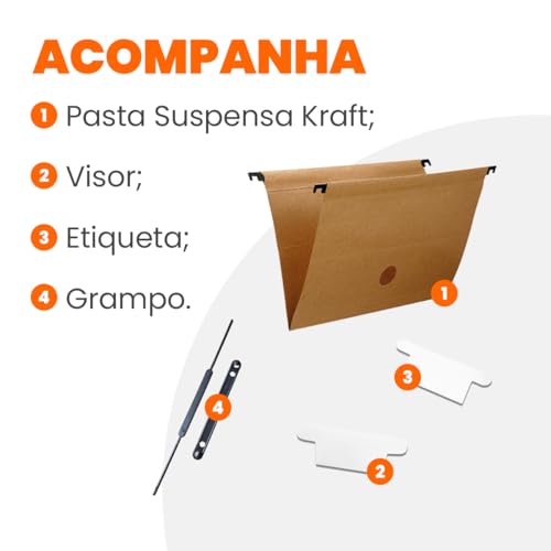 Maleta Arquivo DelloPlast c/ 10 Pastas Suspensas Kraft, Dello, 0317.H.0005X, Cristal