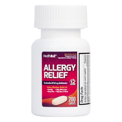 HealthA2Z Fexofenadine Hydrochloride 60mg | 12-Hour Antihistamine for Allergy Relief | (200 Counts (Pack of 1))