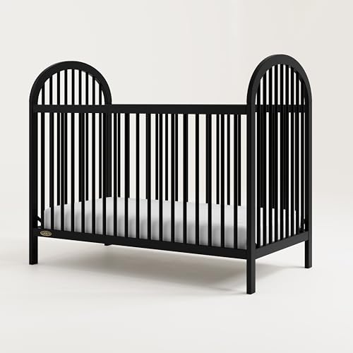 Image of Graco Olivia 3-in-1 Convertible Crib - GREENGUARD Gold Certified, 100% Solid Wood, Fits Standard Baby Crib Mattress, Converts to Toddler Bed and Daybed, 4 Adjustable Mattress Heights (Black)