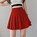 TONCHENGSD Women's High Waist Pleated Mini Skirt Skater Tennis Skirt (Red,M)