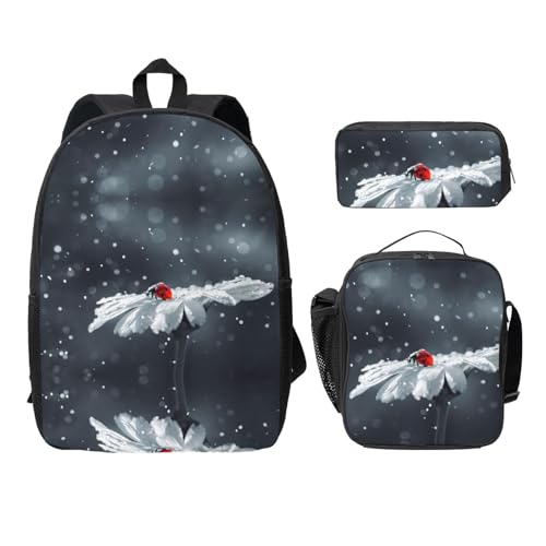 Sac à dos léger EdWal parfait pour l'école et pique-nique ensemble 3 pièces coccinelle