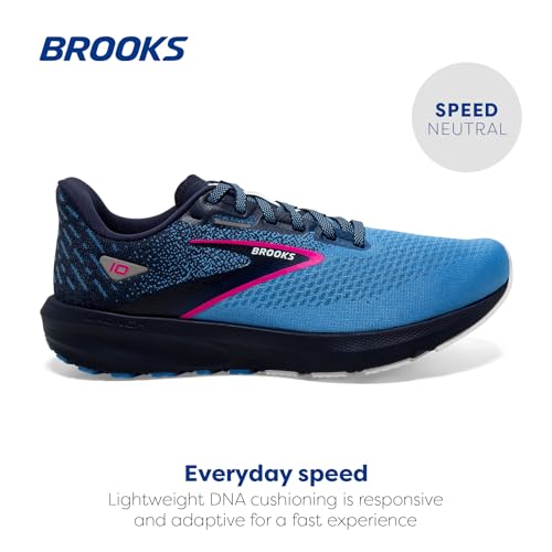 Brooks Women’s Launch 10 Neutral Running Shoe - Peacoat/Marina Blue/Pink Glo - 8.5 Medium - Image 3