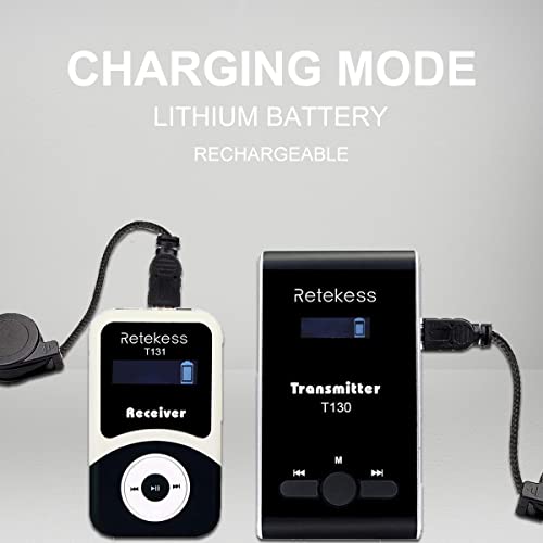 Sistema inalámbrico para guías turísticos Retekess T130, 99 canales, dispositivo de escucha asistida para interpretación, entrenamiento, corte y iglesia (2 transmisores y 10 receptores) miniatura 3