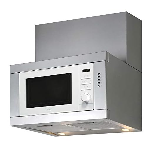 CATA | Integración de Horno Microondas y Campana Extractora | CHORUS XWH | 3 Velocidades de Extracción | Campana Extractora Cocina 400 m3/h - 210m3/h | Microondas 20 L | Acero Inoxidable