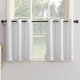 No. 918 Montego Casual Textured Grommet Kitchen Tier Curtain Pair (Set of 2), 56 x 24 Inch, White