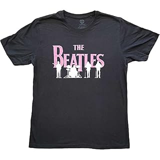 The Beatles T Shirt Band Silhouettes Logo Nouveau Officiel Homme Blanc - Les Beatles, Paul McCartney, John Lennon, RIngo Starr, George Harrison