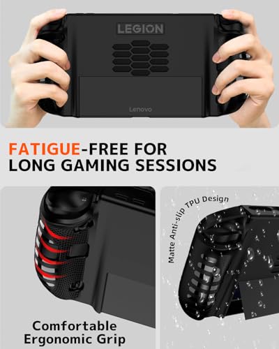 Image of NINKI Silicone Skin for Lenovo Legion GO 2 Case with Stand,Shockproof Anti-Scratch Non-Slip Protective Bumper Soft TPU Protector Cover Grip for Lenovo Legion GO 2 2025 Case Accessories Kickstand Black