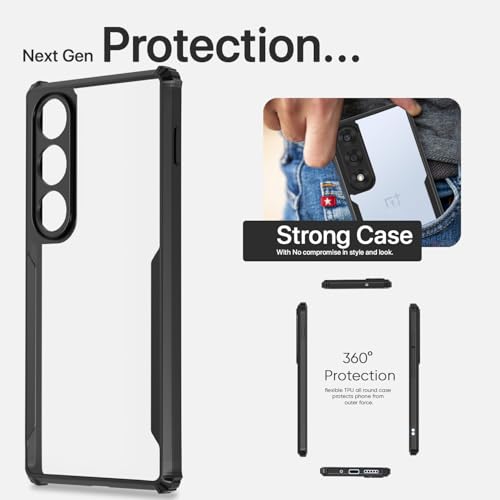 Image of Pikkme Back Cover for Oneplus Nord 5 5G | Ultra Hyrbid | Full Camera Protection | Raised Edge | Crystal Clear Transparent Bumper Case (Black)