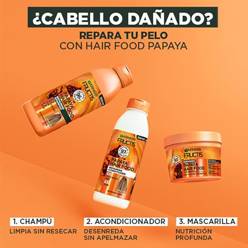 Miniatura 5 de Garnier Fructis Hair Food Papaya Champú Acondicionador y Mascarilla,Pack3x