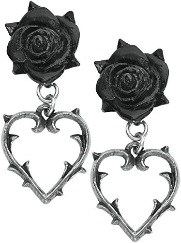 Alchemy Gothic Wounded Love Ear Studs Earring Set Black-Silver