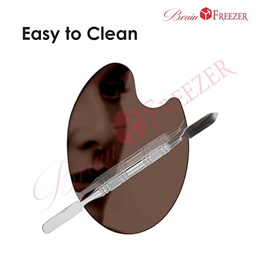 Image of Brain Freezer Shiny Makeup Palette With Stainless Steel Oval Shape Spatula, Rose Golden 100 g